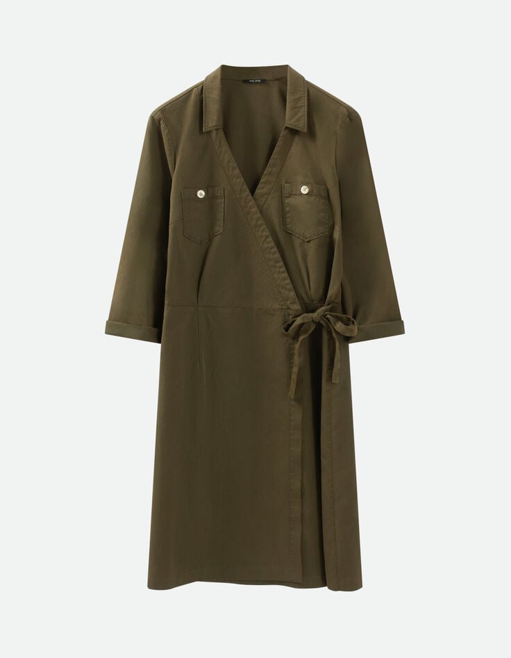 REILLY - Robe portefeuille kaki toile coton Lyocell®-5