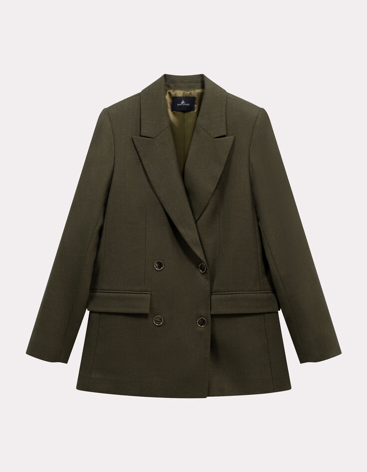 VILLON - Veste de tailleur vert rayures tennis lurex-1