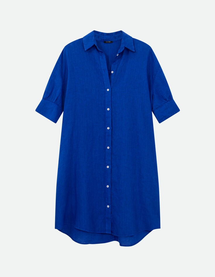 REACH - Robe chemise bleue lin certifi&eacute; surteint -5