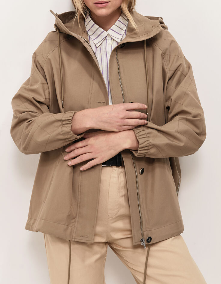DYMAS - Parka courte almond avec zips c&ocirc;t&eacute;s-5