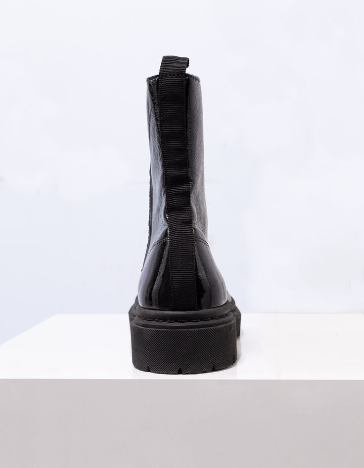 O.MARDA - Boots  à lacet noirs cuir verni-3
