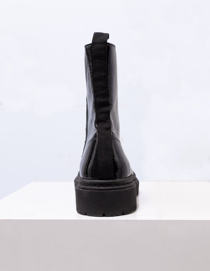 O.MARDA - Boots à lacet noirs cuir verni-3 O.MARDA - Boots à lacet noirs cuir verni-3