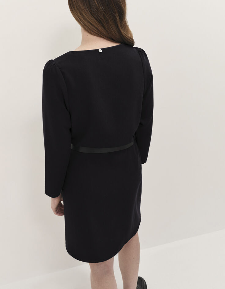 RIOMI  - Robe noire fluide forme &eacute;vas&eacute;e-4