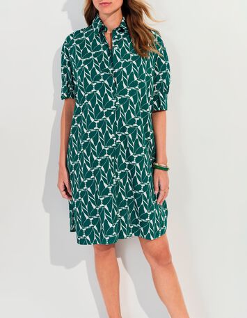 REACH - Robe chemise verte imprim&eacute; feuillage arty -2