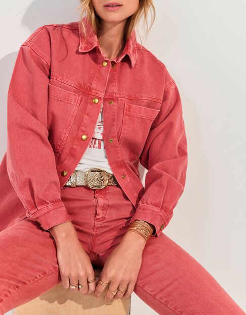 DULCE - Surchemise en jean rose waterless maxi poches  - One Step