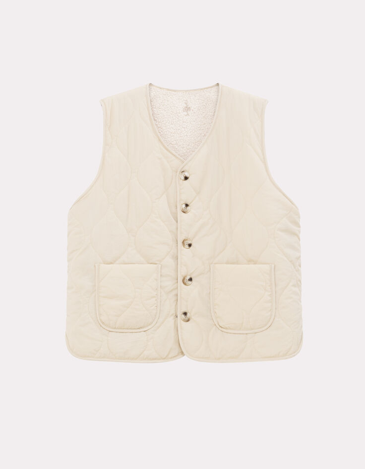 ARIEL - Gilet ivoire sans manches en sherpa-5