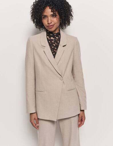 VIGG - Veste de costume beige boutonnage asymétrique - One Step