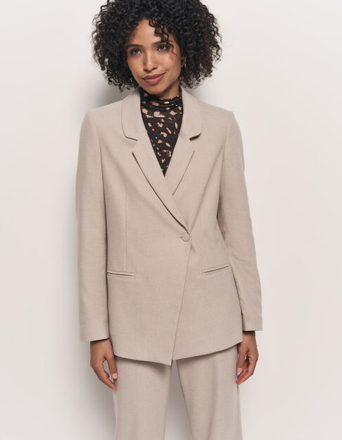 VIGG - Veste de costume beige boutonnage asymétrique - One Step