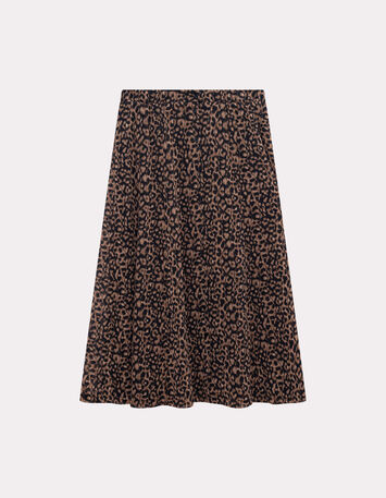 JOYAU - Jupe noire polyester recyclé imprimé léopard-5