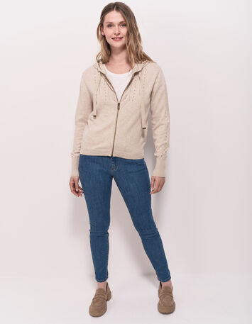 TARA - Cardigan ficelle tricot à capuche et clous-6