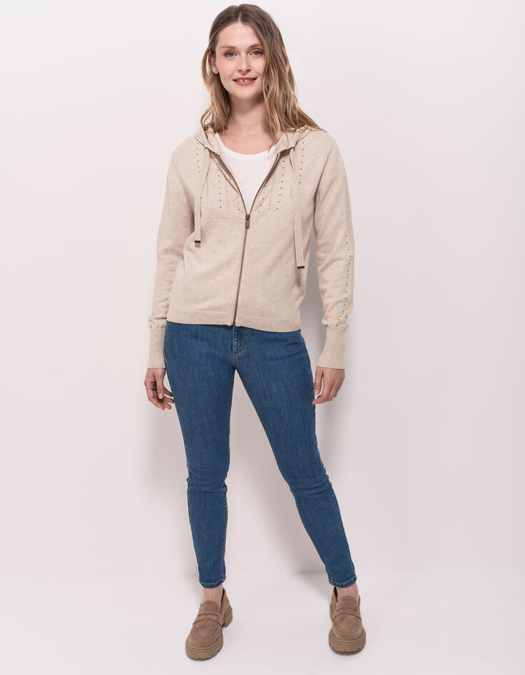 TARA - Cardigan ficelle tricot à capuche et clous-6