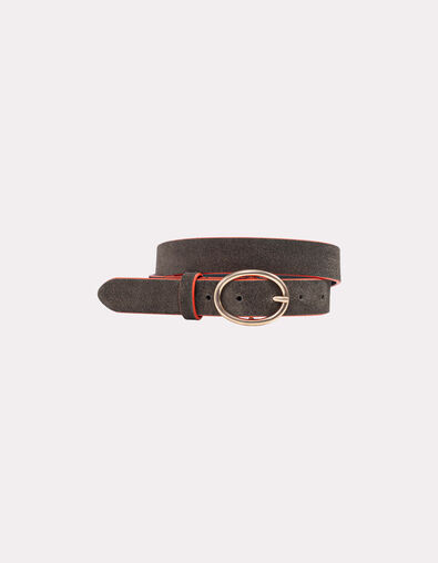 ALYX - Ceinture kaki cuir velours bordures orange - One Step