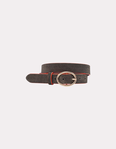 ALYX - Ceinture kaki cuir velours bordures orange - One Step