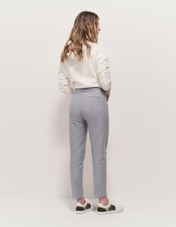 POSY - Pantalon carotte bleu motif rayures fantaisie-4