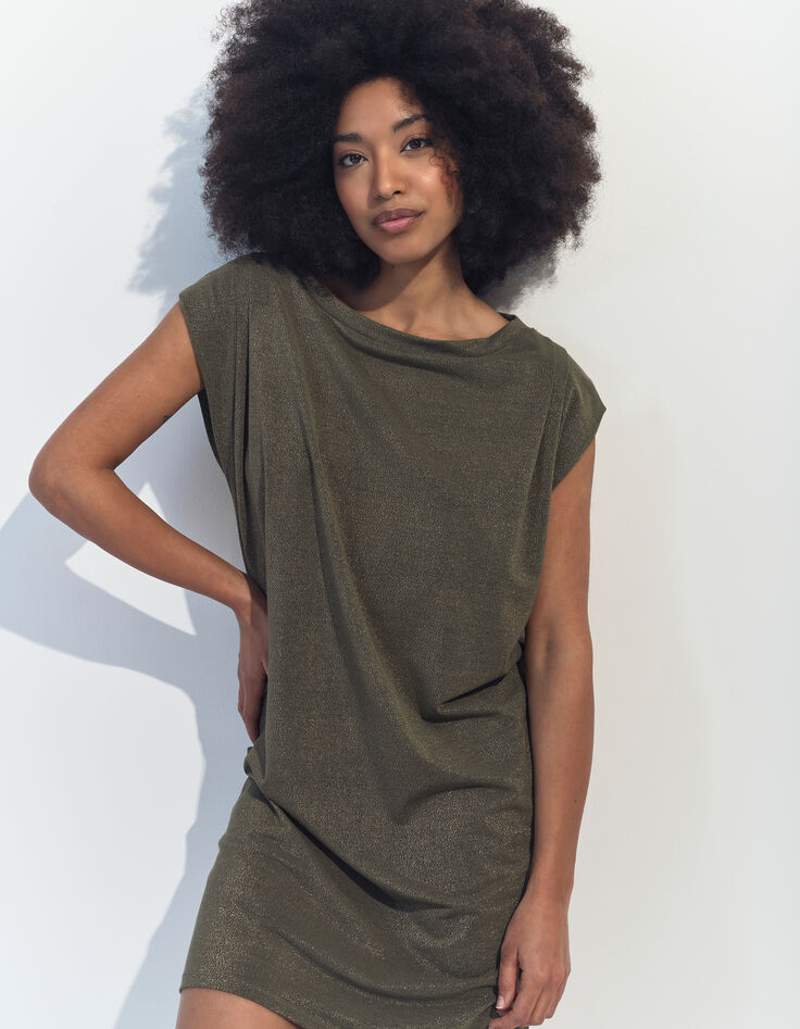 REGINA - Robe kaki maille irisée -2