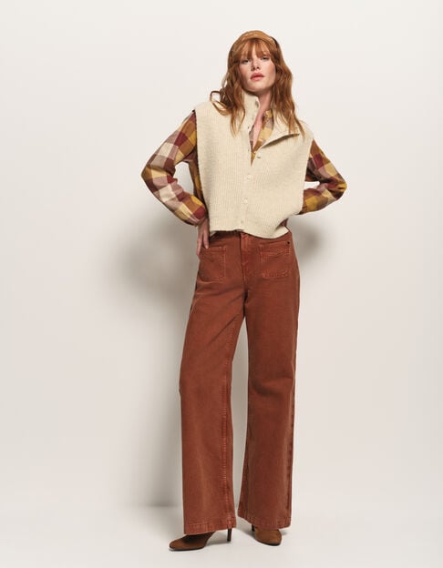 LE HAILEY - Jean flare marron surteint poches plaquées - One Step