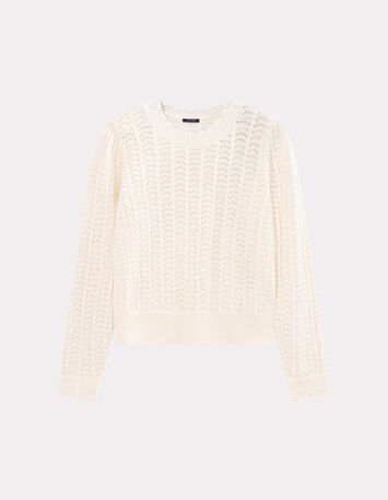 TILLEUL - Pull écru tricot fantaisie-4