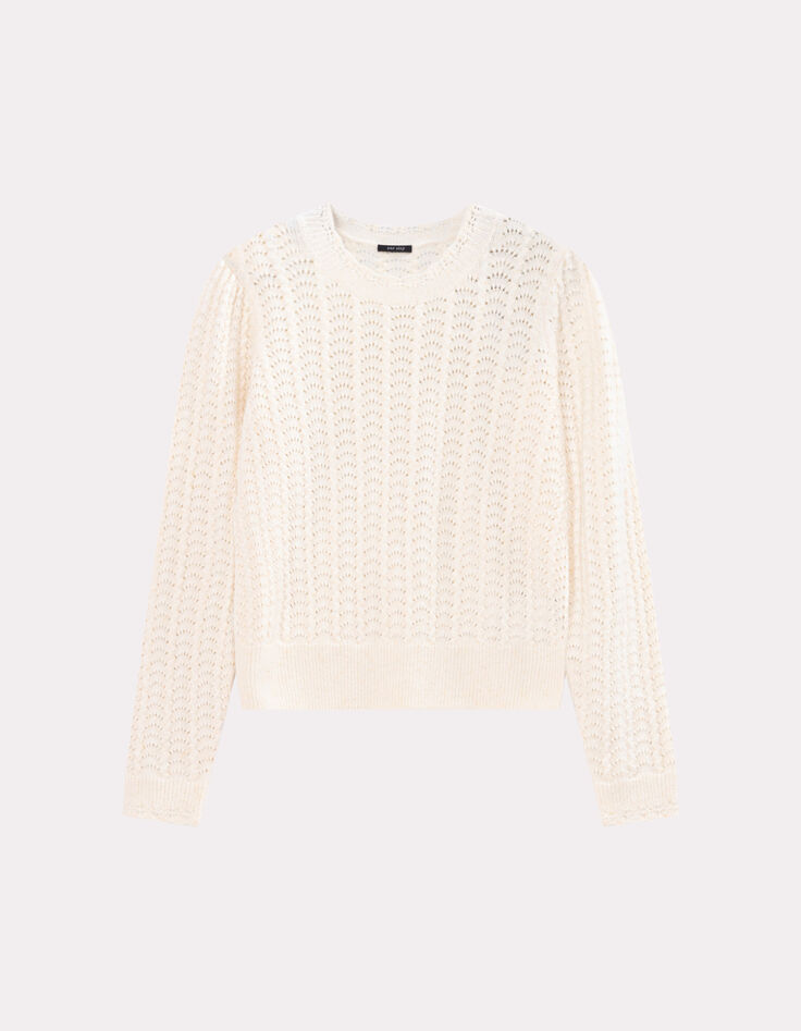 TILLEUL - Pull écru tricot fantaisie-4