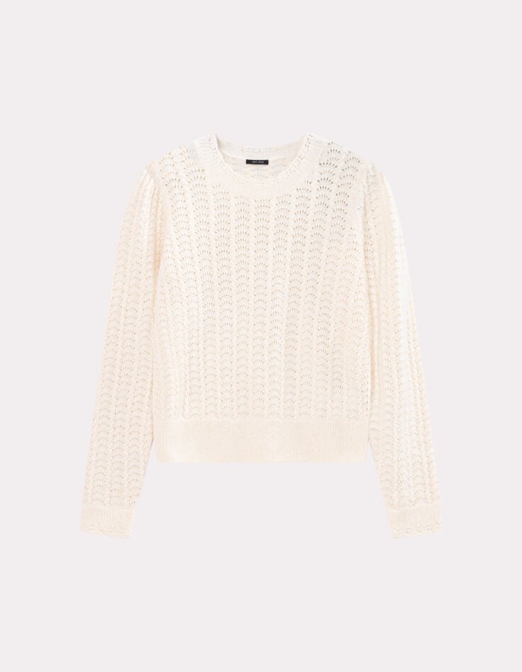 TILLEUL - Pull écru tricot fantaisie-4 TILLEUL - Pull écru tricot fantaisie-4
