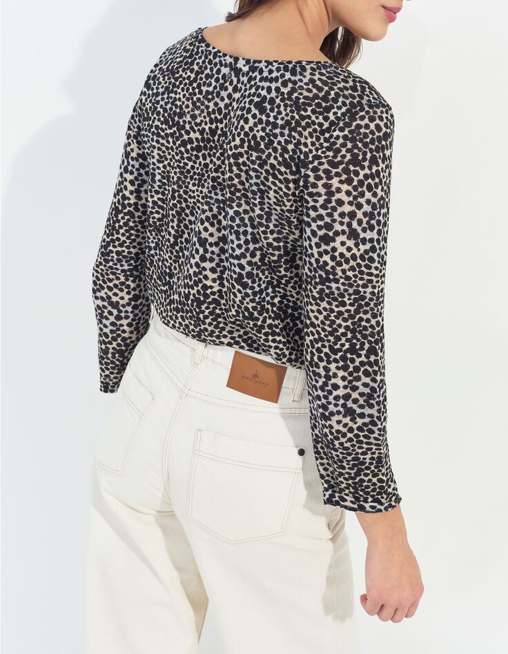 MAGNETIC - T-shirt noir maille imprim&eacute; camouflage d'&eacute;t&eacute; -5