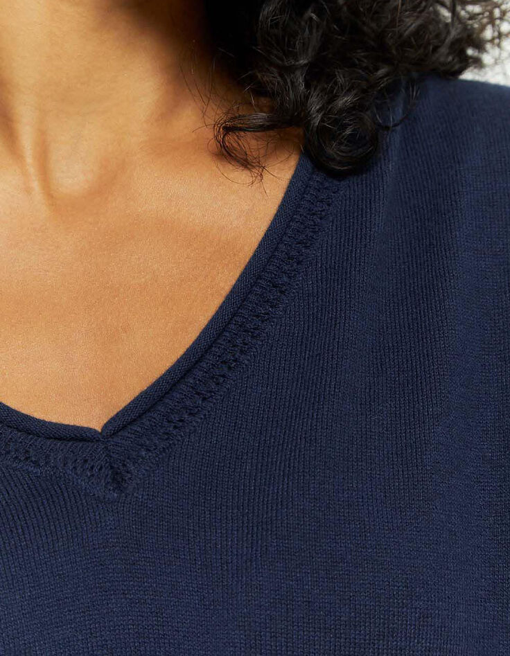 TZAR - Pull marine tricot fin avec danseuse dos-4