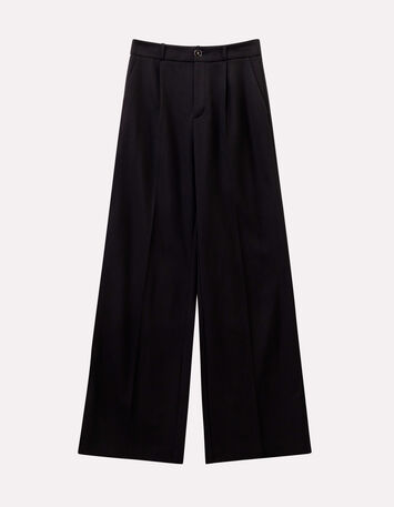 PIXI - Pantalon droit noir plis marqués-6