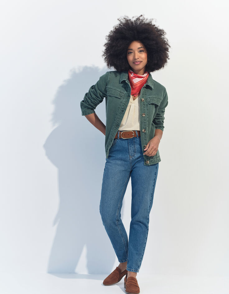DARIA - Veste en jean vert waterless surteint Azudel® -5