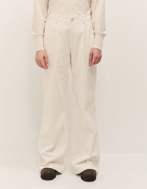 POETE - Pantalon droit ivoire en velours côtelé - One Step