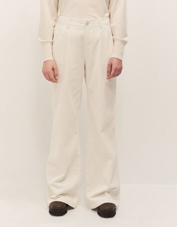 POETE - Pantalon droit ivoire en velours côtelé-1 POETE - Pantalon droit ivoire en velours côtelé-1