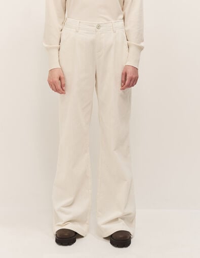 POETE - Pantalon droit ivoire en velours côtelé - One Step