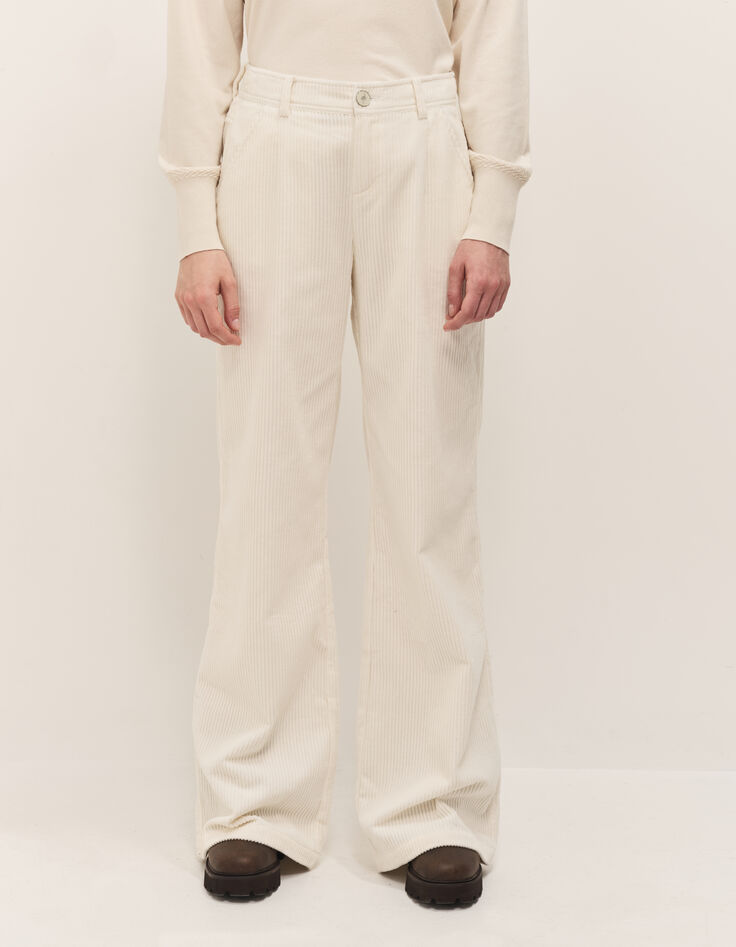 POETE - Pantalon droit ivoire en velours côtelé-1 POETE - Pantalon droit ivoire en velours côtelé-1