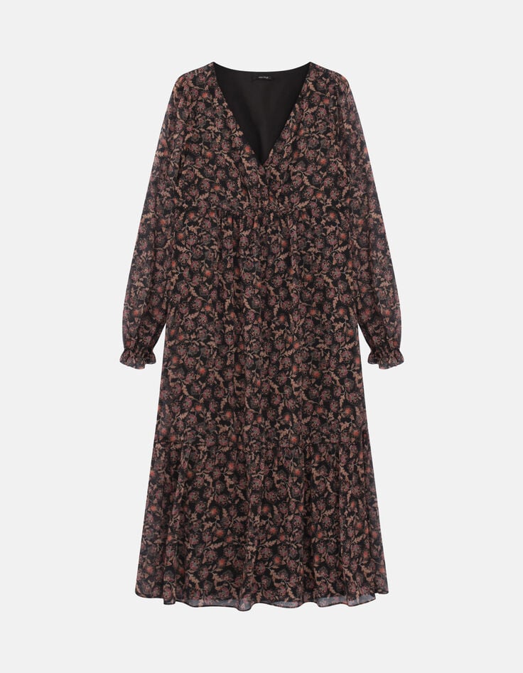 ROCKET - Robe midi noire à imprimé cachemire fleurs-5 ROCKET - Robe midi noire à imprimé cachemire fleurs-5