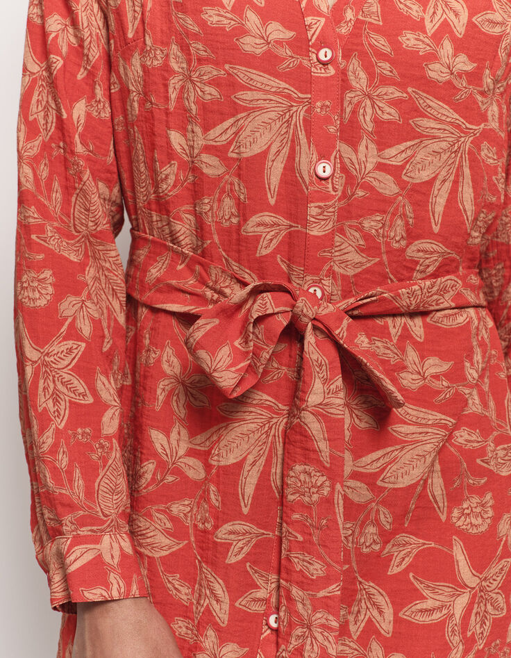 REALLY - Robe chemise orange imprimé jungle flash-5