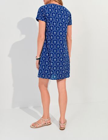 RIOMA - Robe bleue coton bio broderies all-over -2