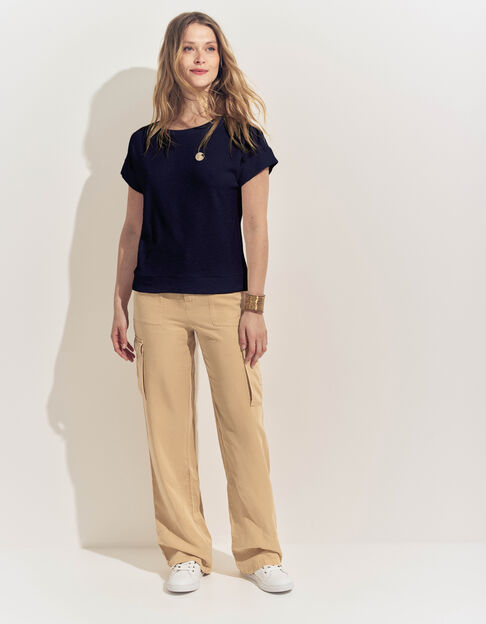 MANILIA- T-shirt marine éponge broderie monogramme - One Step