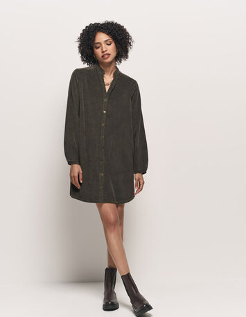 RUSH - Robe kaki velours côtelé-6