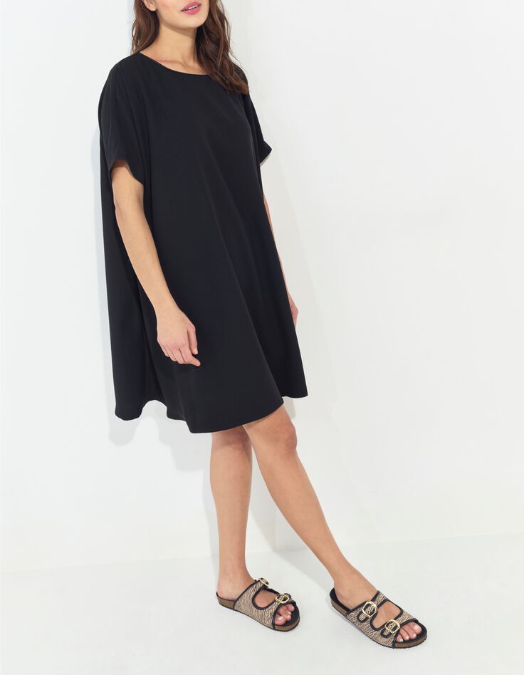 RIOM - Robe noire ample polyester recycl&eacute; -5
