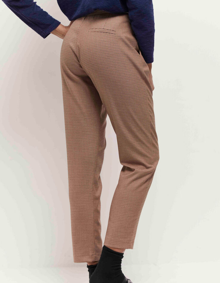 PEARL - Pantalon néo-carotte ceinturé motif pied-de-poule-3