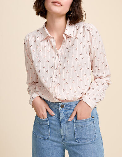 CHUT - Chemise rose poudré brodée à imprimé micro fleurs - One Step