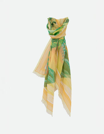 ANISSA - Foulard vert motif oasis aquarellé -1