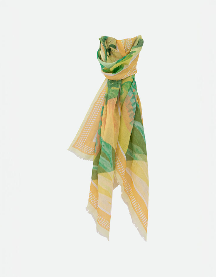 ANISSA - Foulard vert motif oasis aquarellé -1