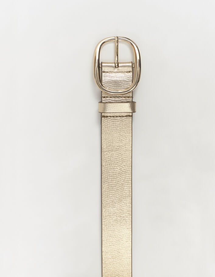 ALIA Ceinture dorée en cuir embossé certifié à boucle