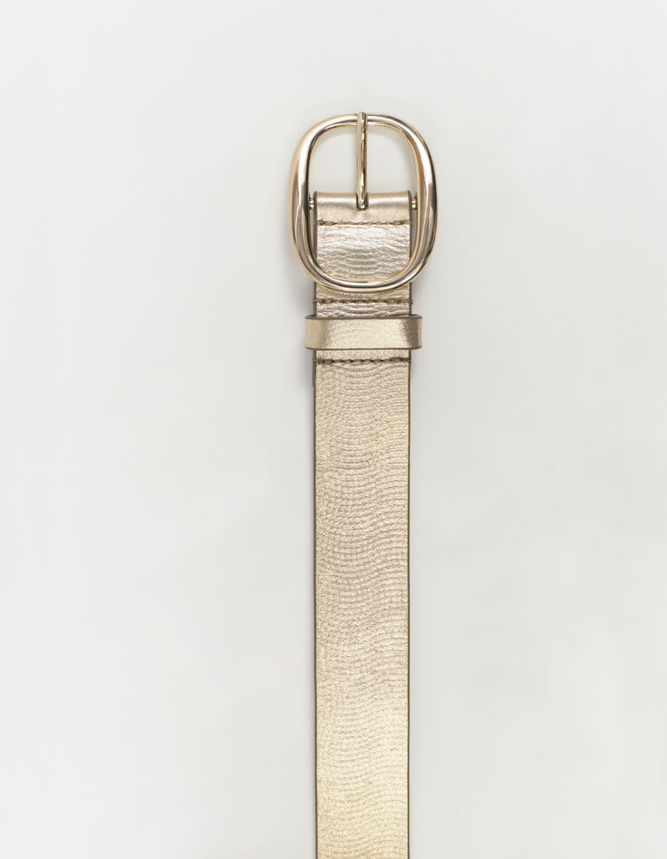 ALIA - Ceinture dorée en cuir embossé certifié à boucle-1