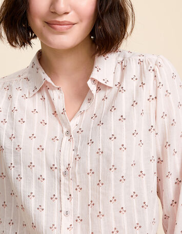 CHUT - Chemise rose poudré brodée à imprimé micro fleurs-4