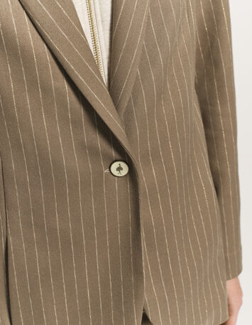 VITO - Veste de costume beige rayures tennis lurex-6