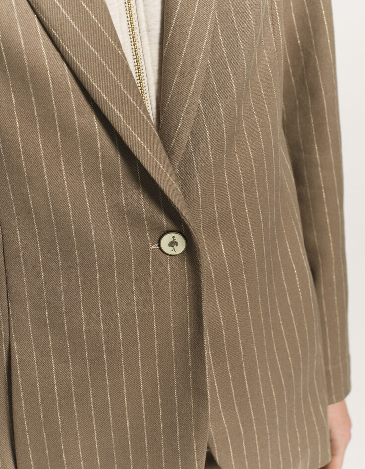 VITO - Veste de costume beige rayures tennis lurex-6