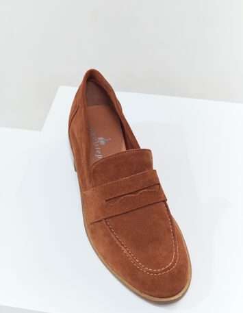 O.ELOI - Mocassins marron cuir velours-2