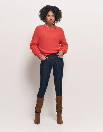 THELMA - Pull orange tricot moelleux-6
