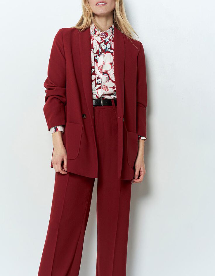 VARA - Veste longue tomette ceinturée en polyester recyclé-5