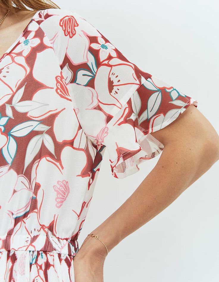 RAMIA - Robe longue écrue à imprimé camelia arty-4